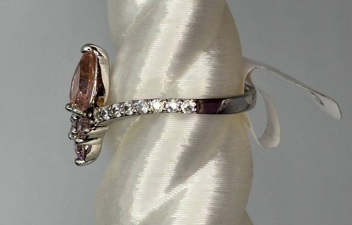 BP Rose Quartz Rhodium Ring Size 5