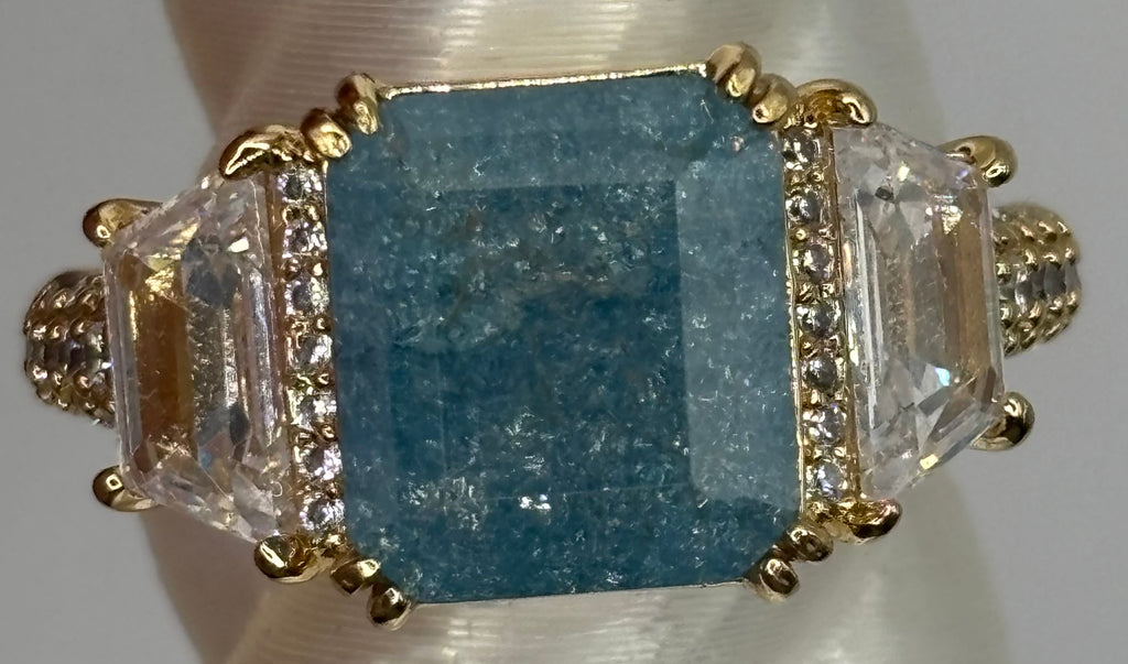 BP Blue Ice Crystal Gold Ring Size 8