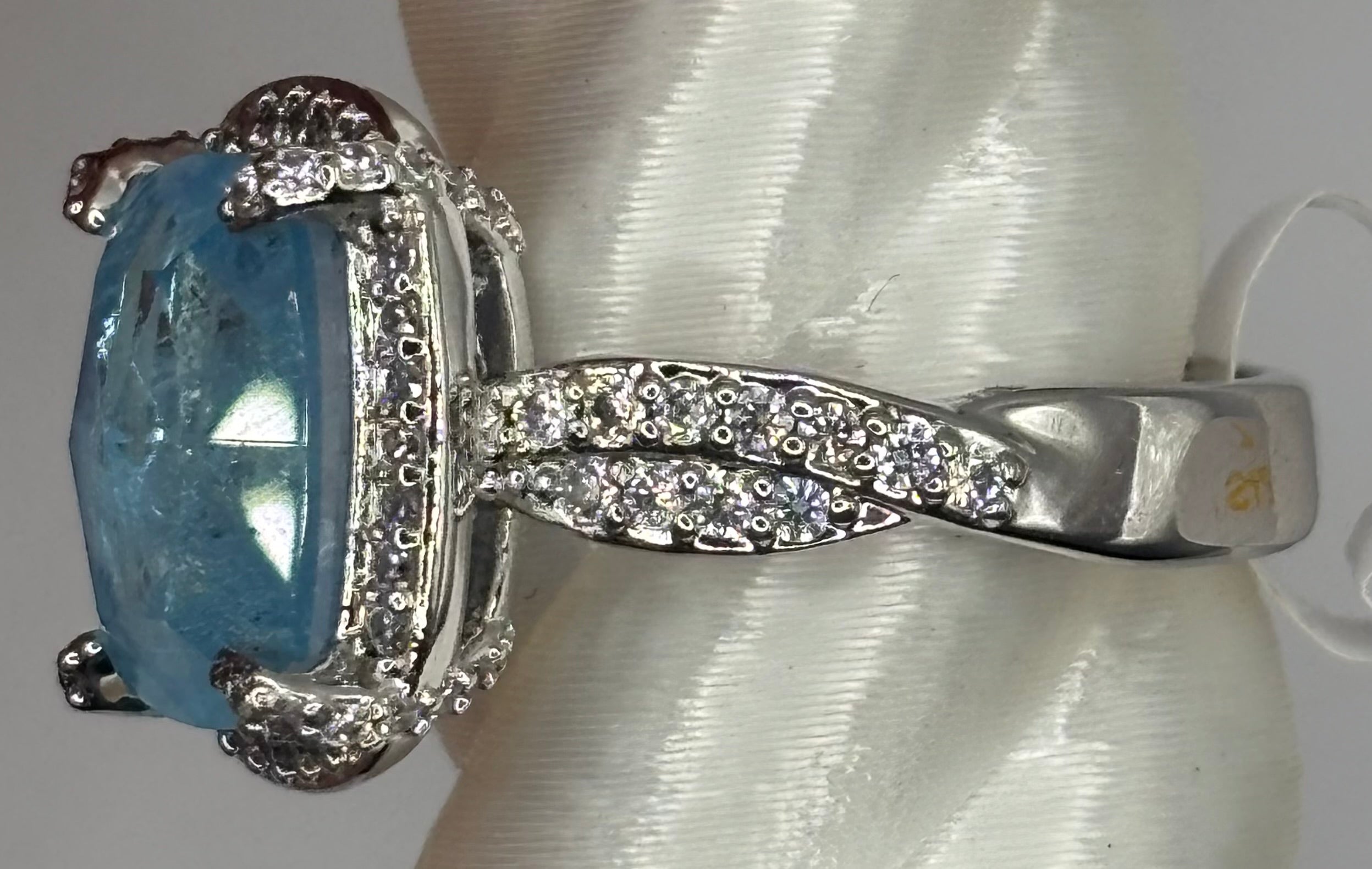 BP Blue Topaz Rhodium Ring Size 7