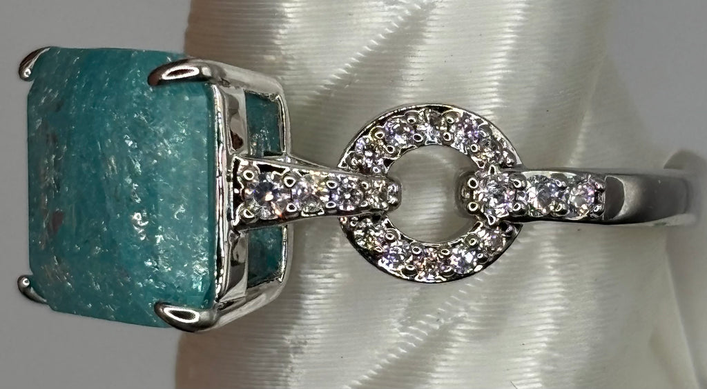 BP Blue Ice Crystal Rhodium Ring Size 8