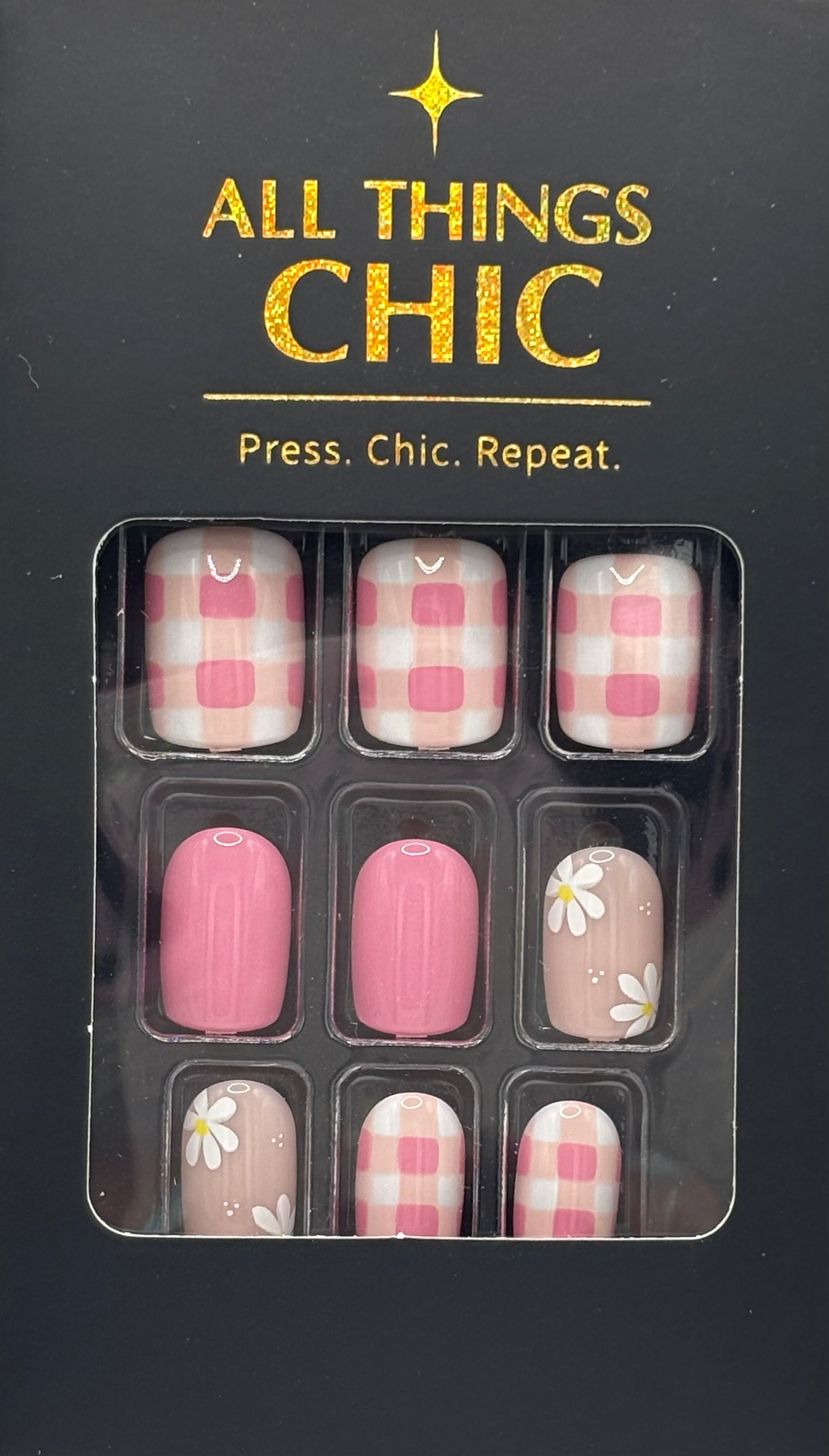 Gingham Girl Press-On Nails Short