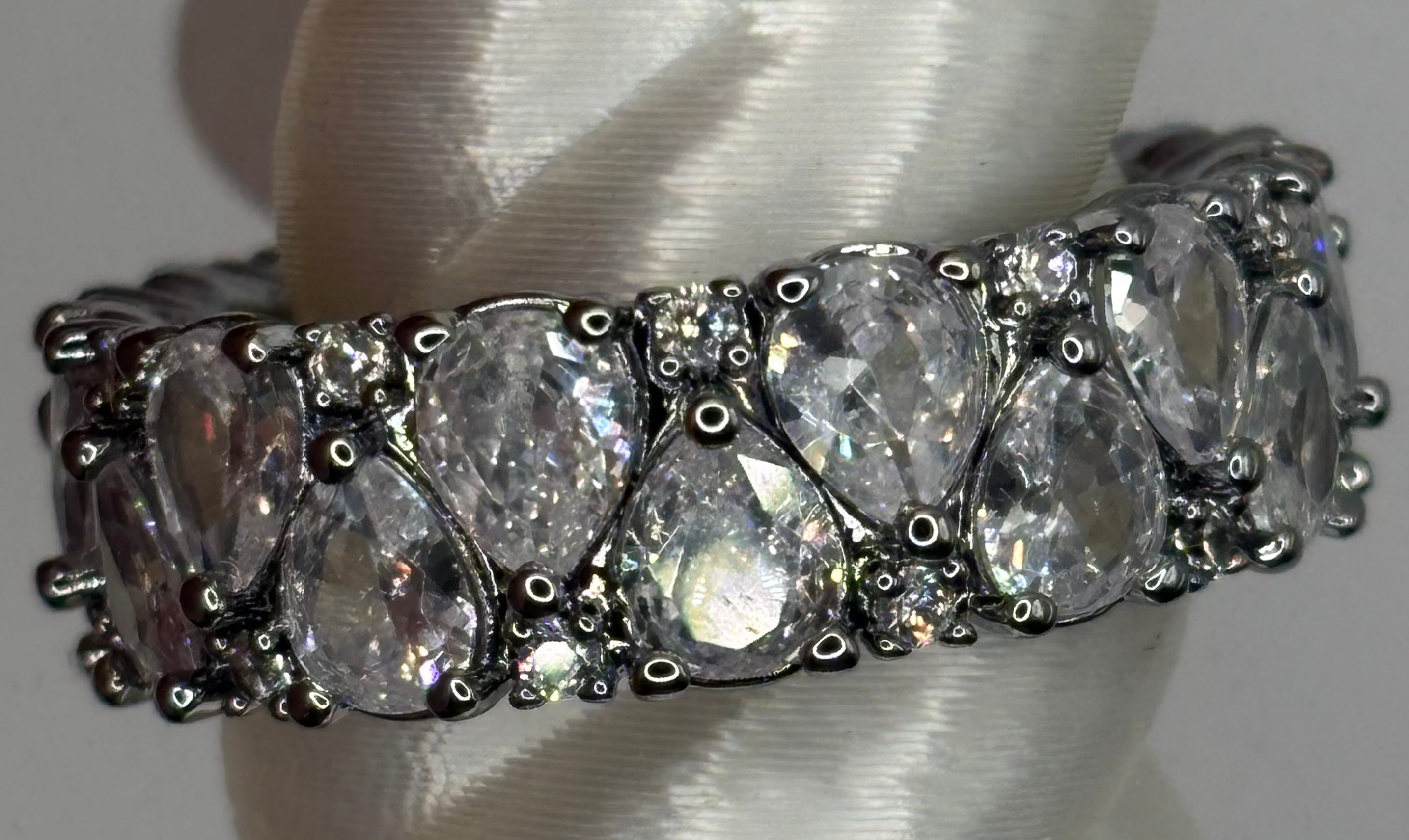 BP Diamond CZ Hematite Ring Size 9