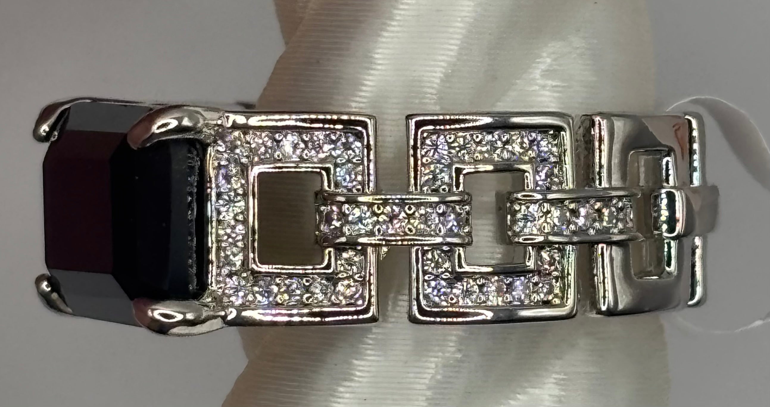 BP Black Onyx Rhodium Ring Size 6