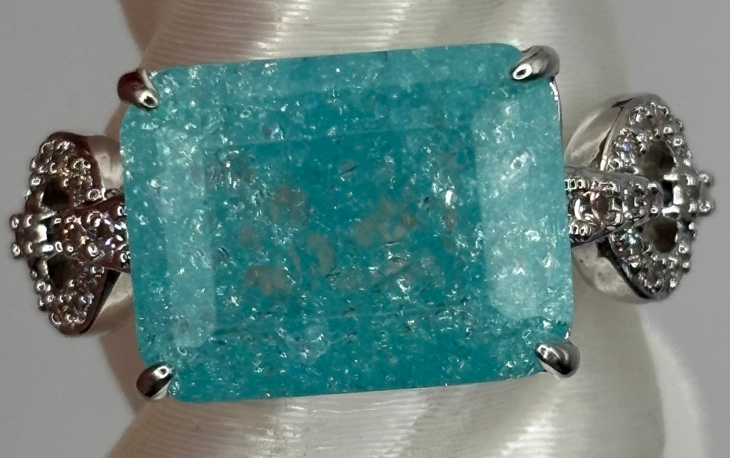BP Blue Ice Crystal Rhodium Ring Size 8