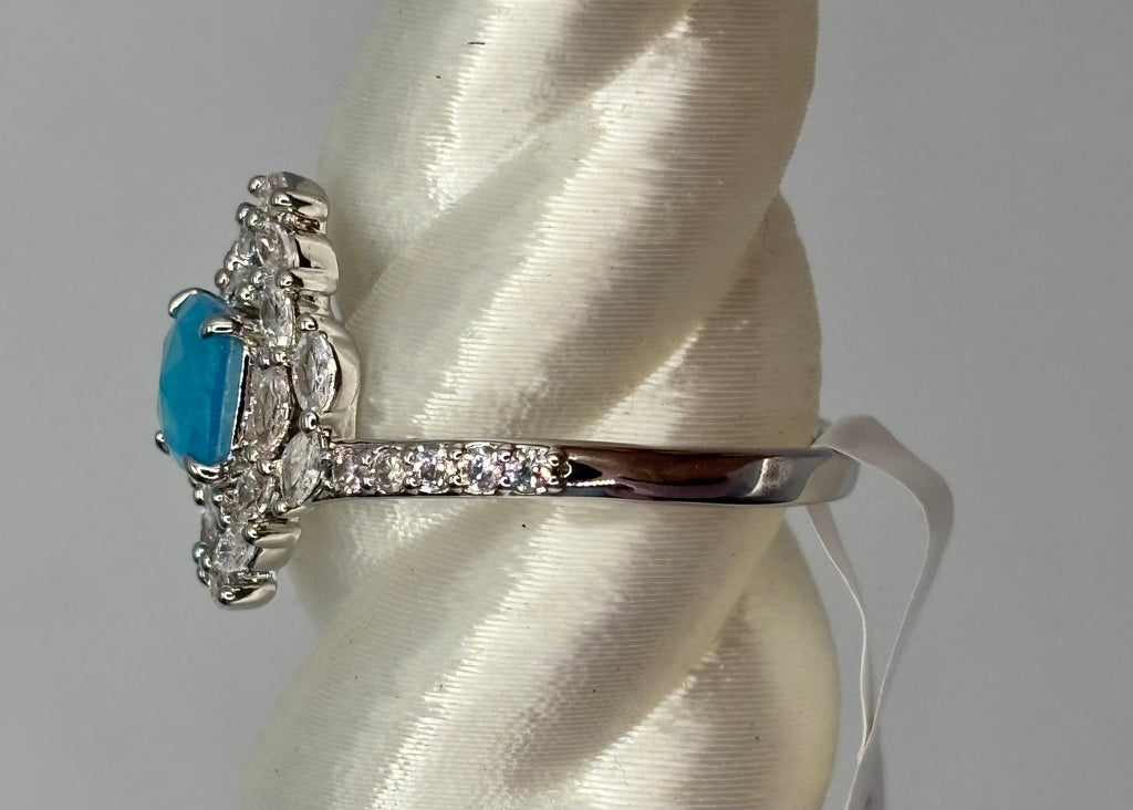 BP Blue Quartz Rhodium Ring Size 9