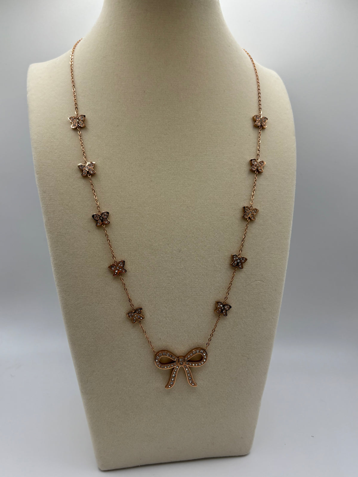 ATC Custom Bow Necklace Rose Gold