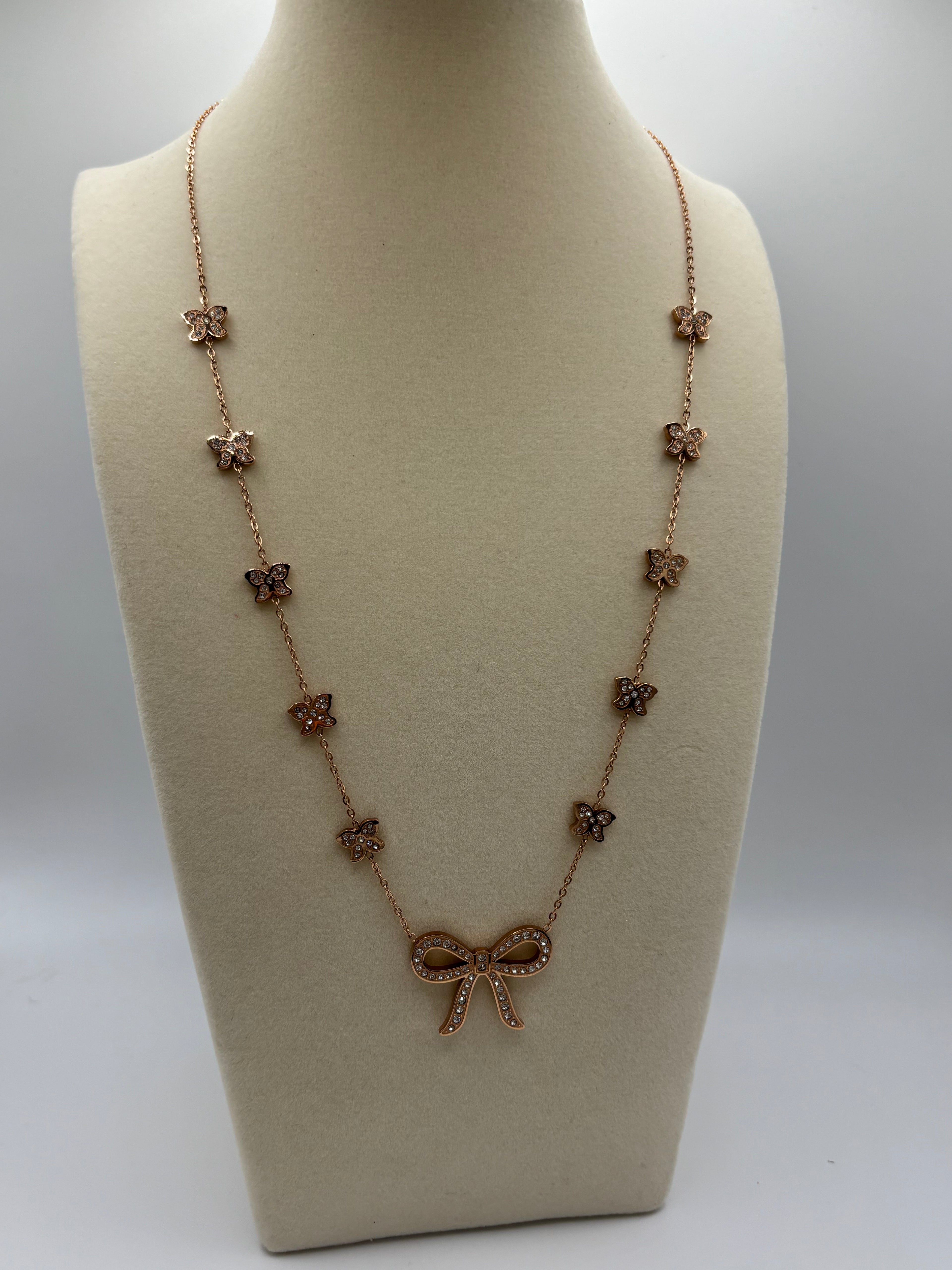 ATC Custom Bow Necklace Rose Gold