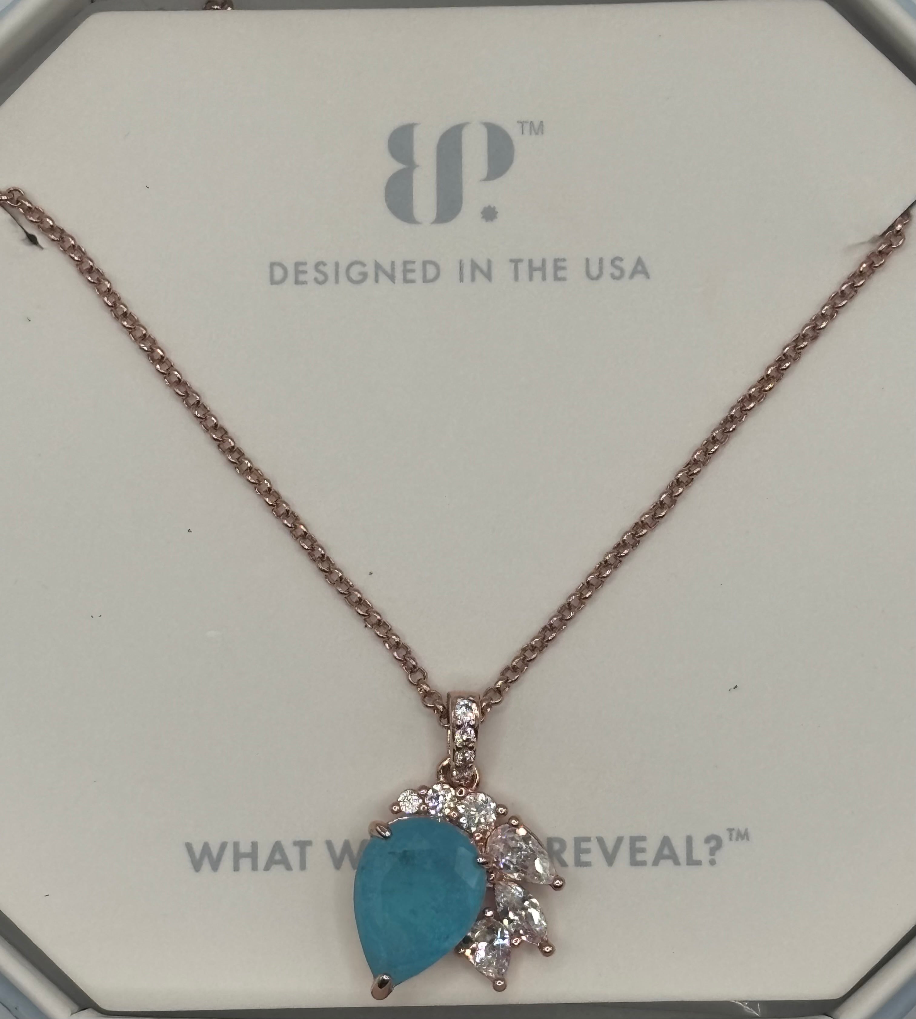 BP Blue Quartz Rose Gold Necklace