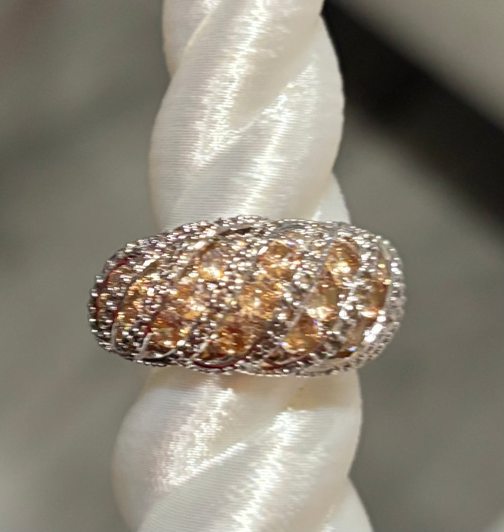 BP Smokey Topaz Rhodium Ring Size 7
