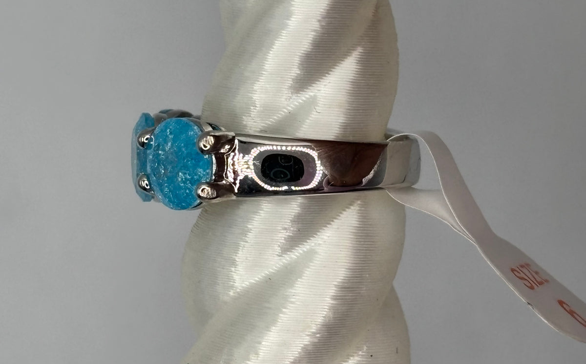 BP Blue Ice Crystal Rhodium Ring Size 6