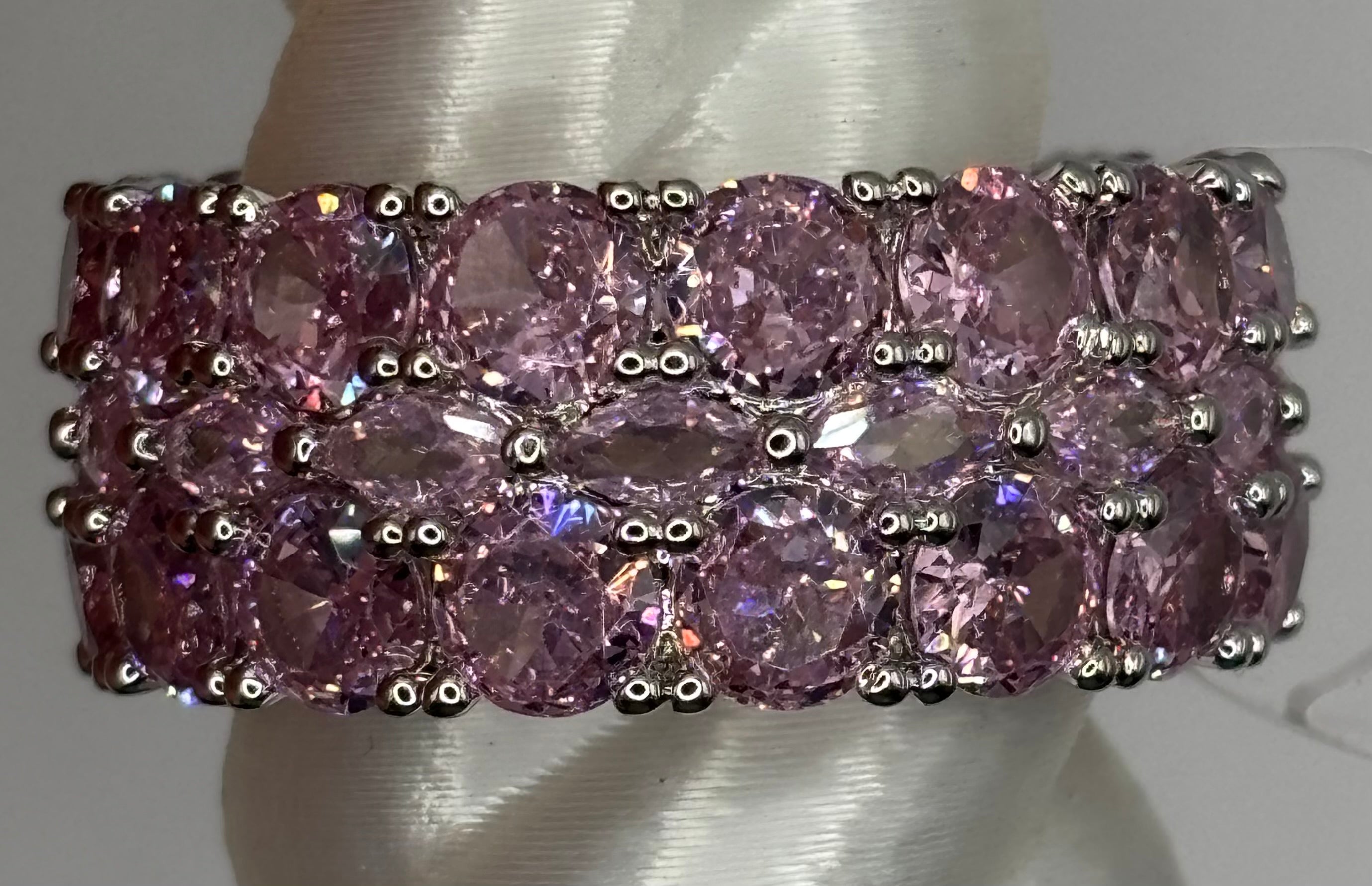 BP Rose Quartz Rhodium Ring Size 11