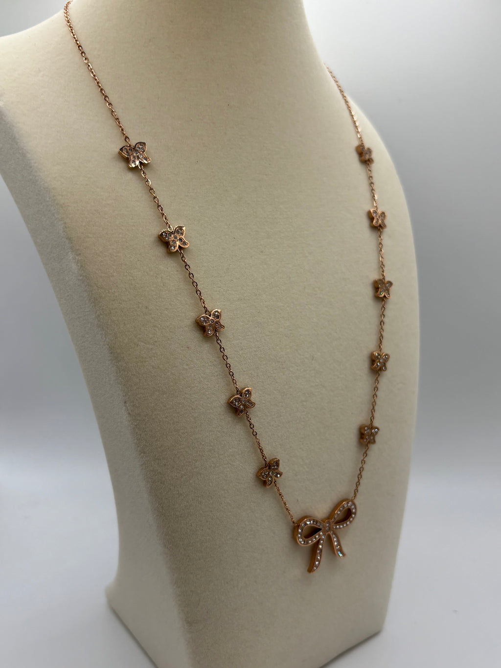 ATC Custom Bow Necklace Rose Gold