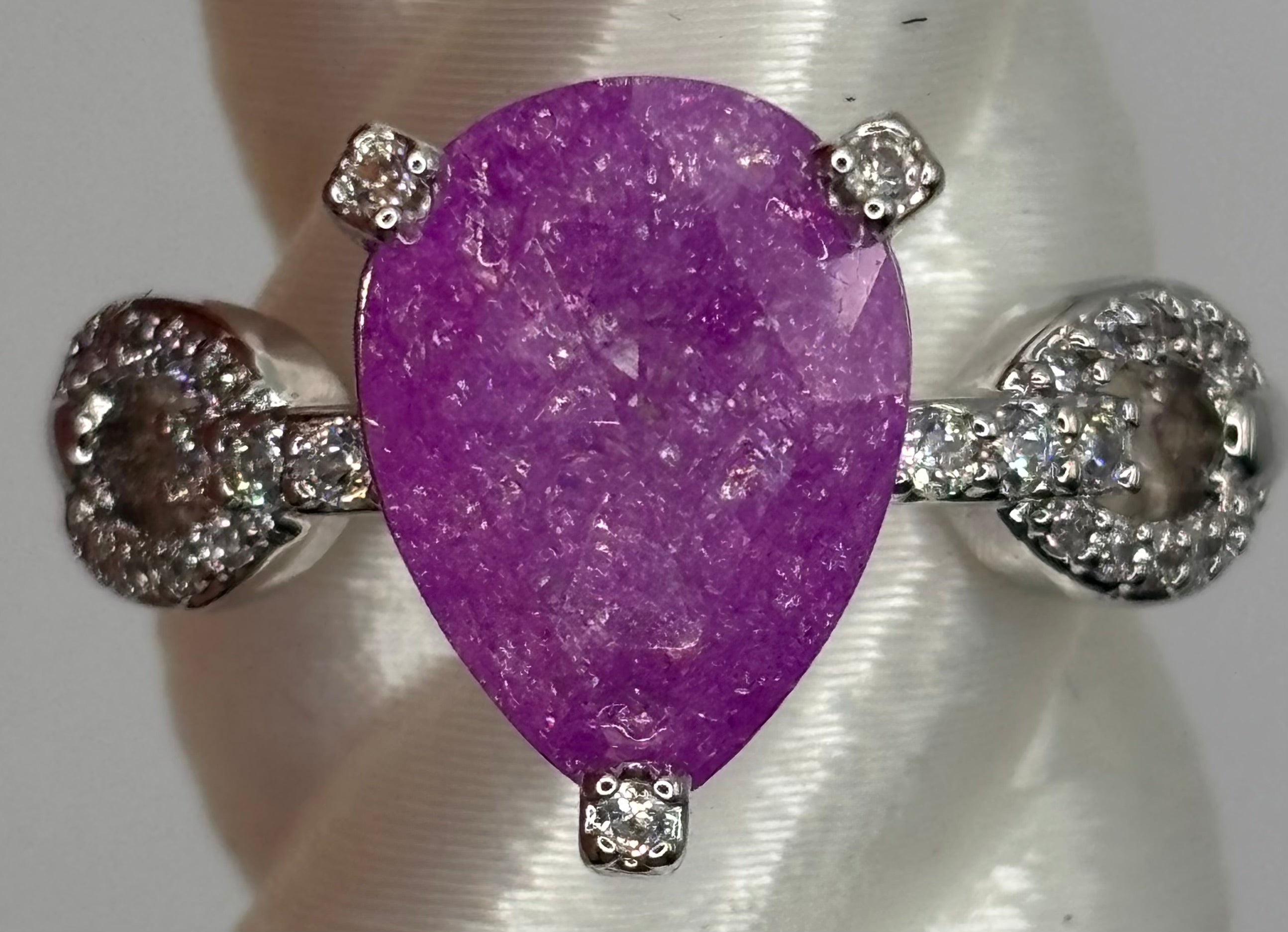 BP Pink Ice Crystal Rhodium Ring Size 8