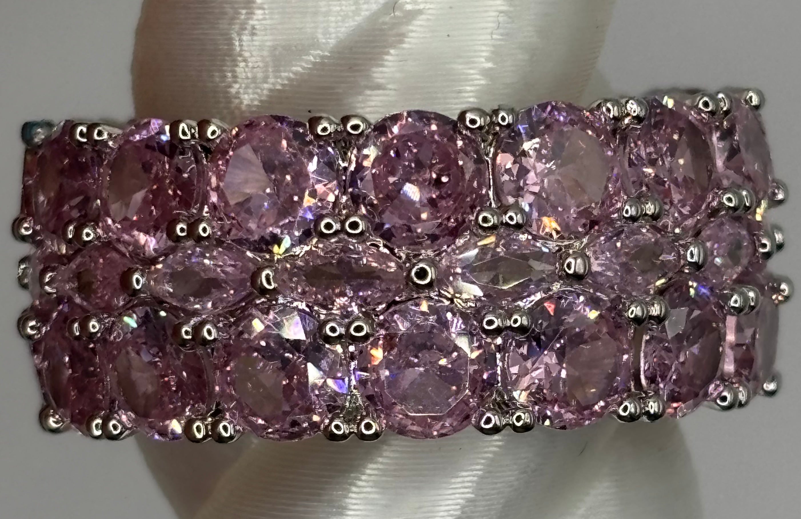 BP Rose Quartz Rhodium Ring Size 11
