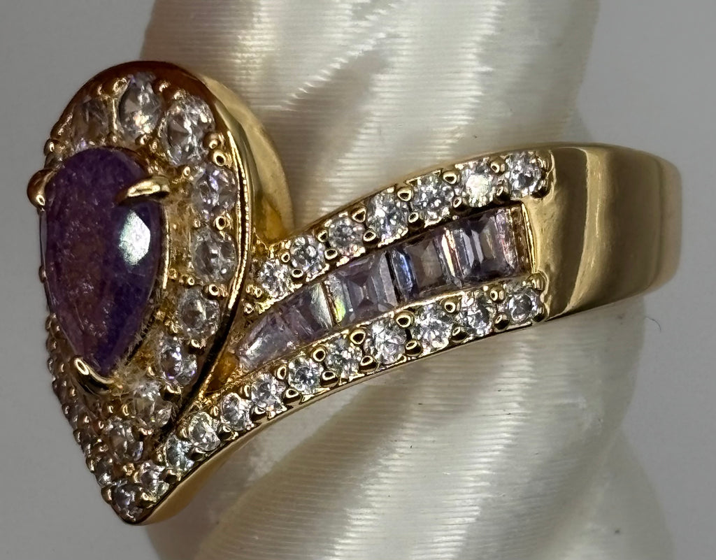 BP Amethyst Ice Crystal Gold Ring Size 8