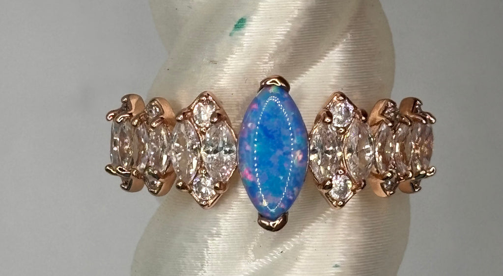 BP Blue Fire Opal Rose Gold Ring Size 11