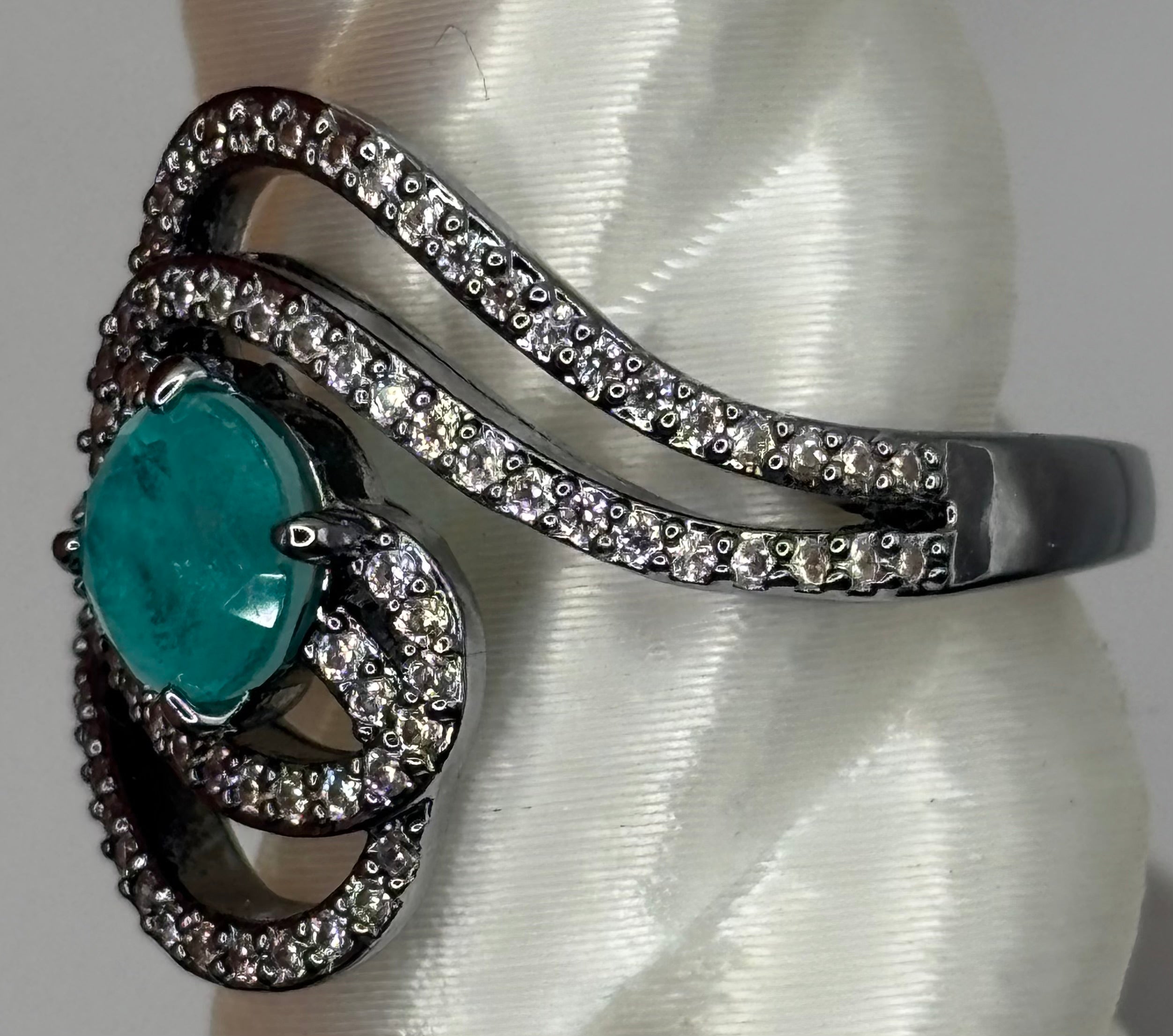 BP Blue Quartz Hematite Ring Size 8