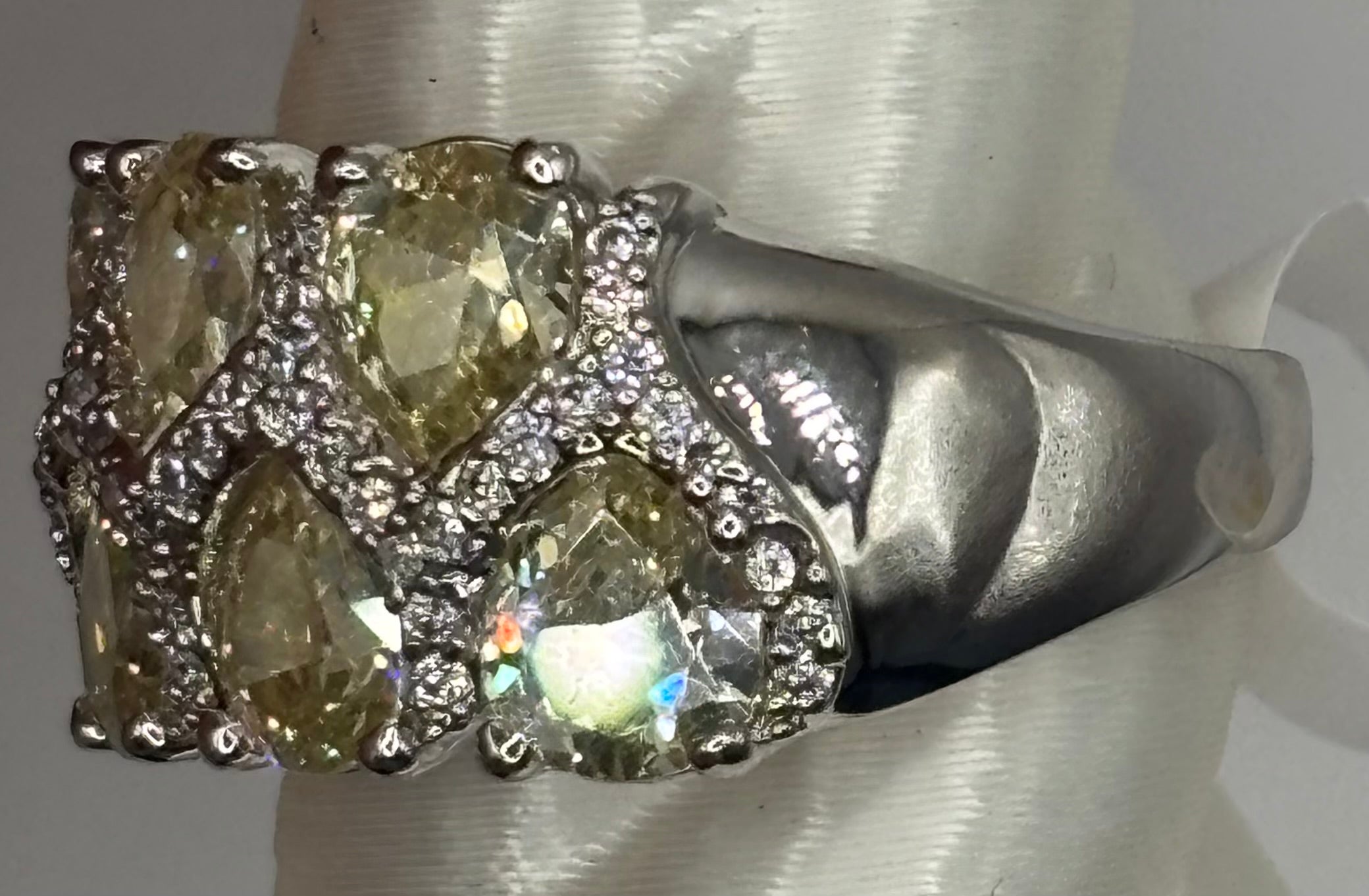 BP Lemon CZ Rhodium Ring Size 7