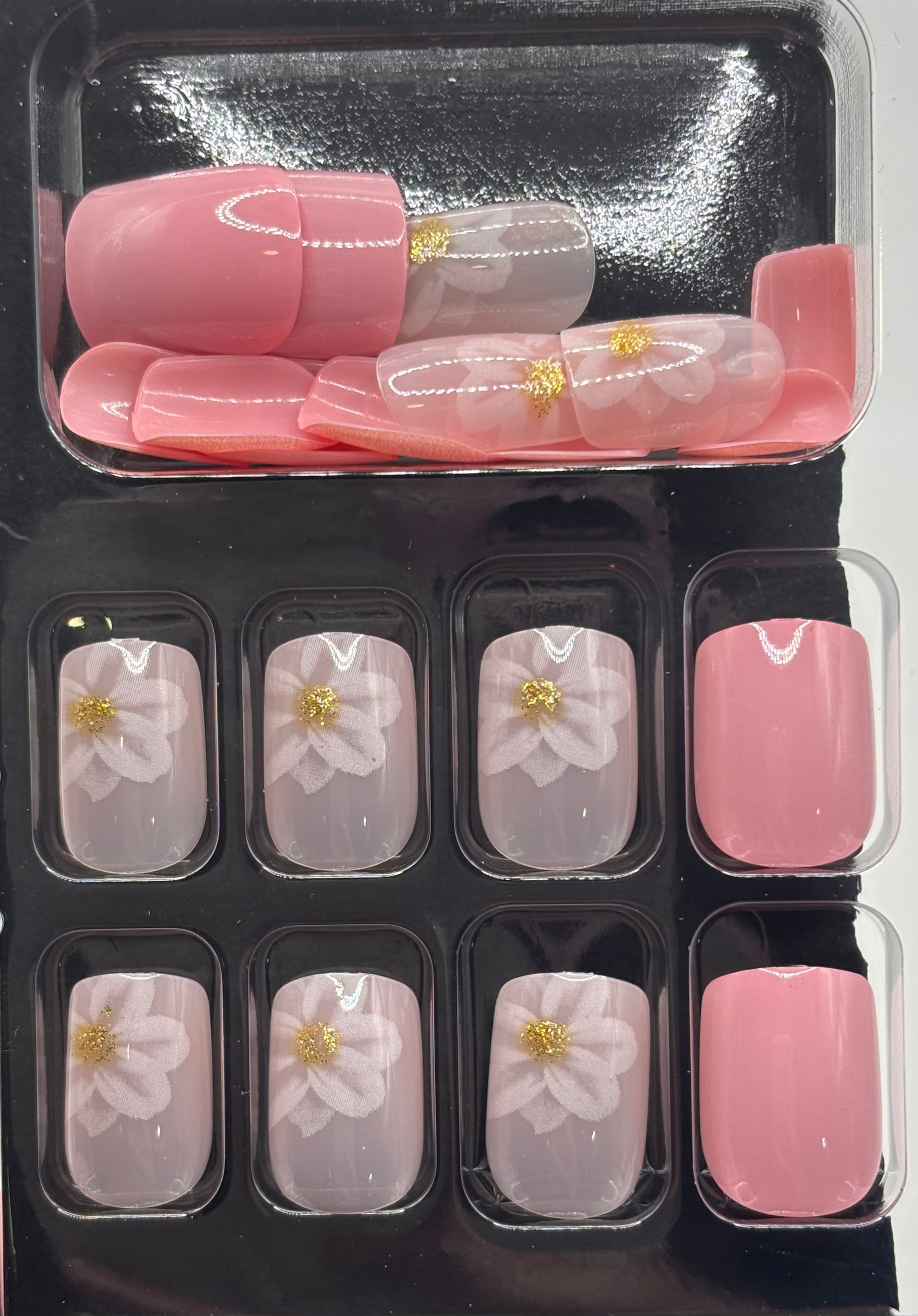 Pink Petals Press-On Nails Short