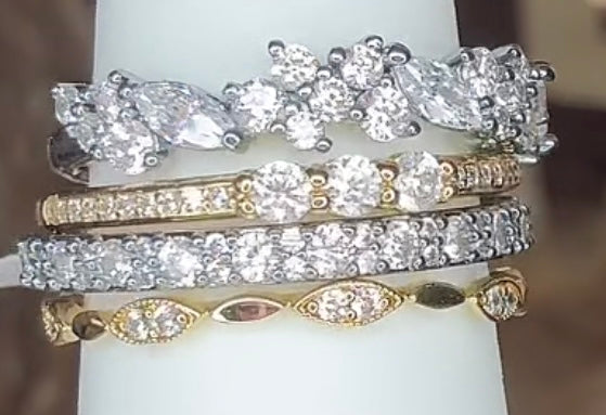 Delicates Moons Breath Over Sleeping Fields- Hematite, Gold CZ Size 9