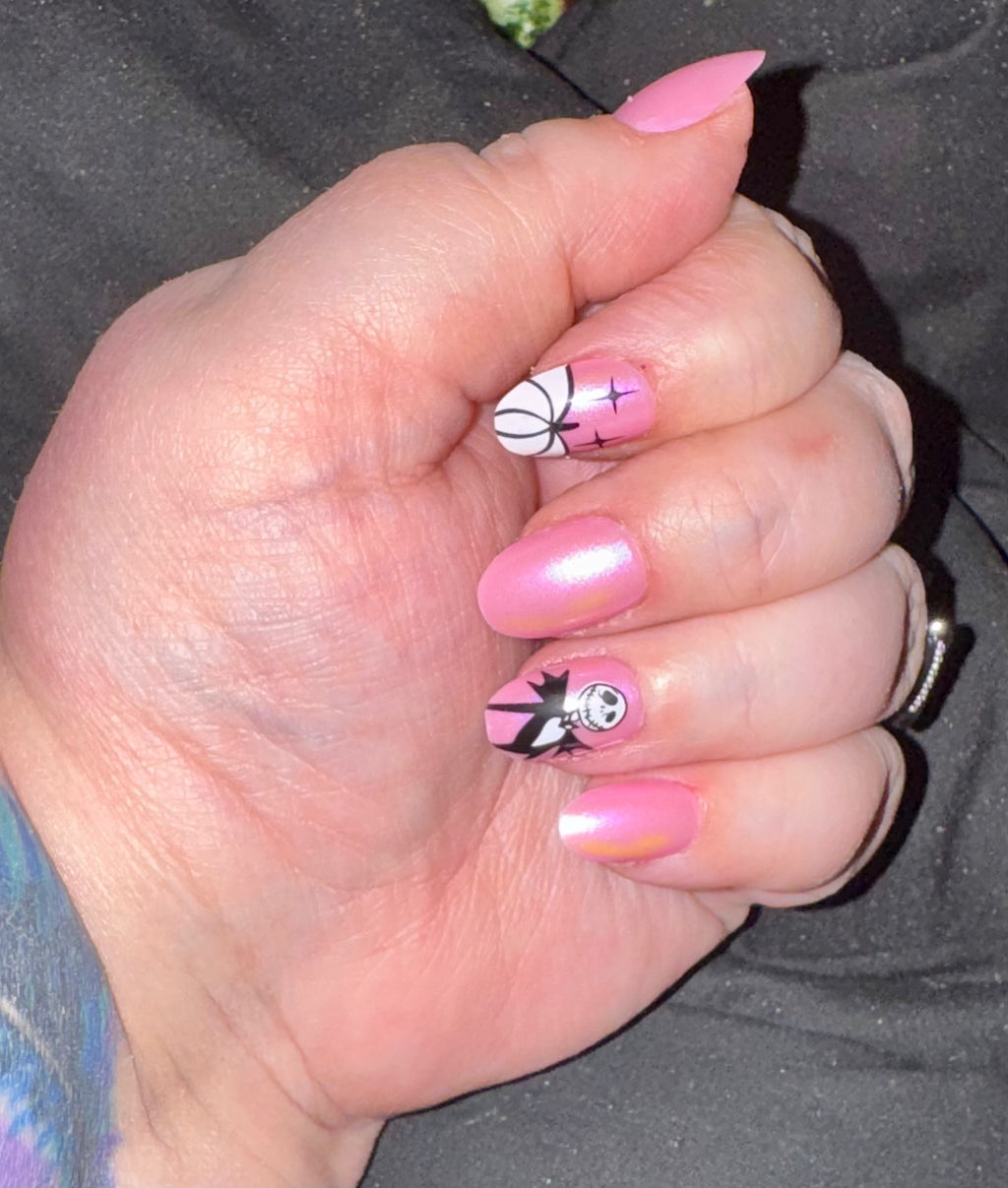 Shimmery Skelly Press-On Nails Short