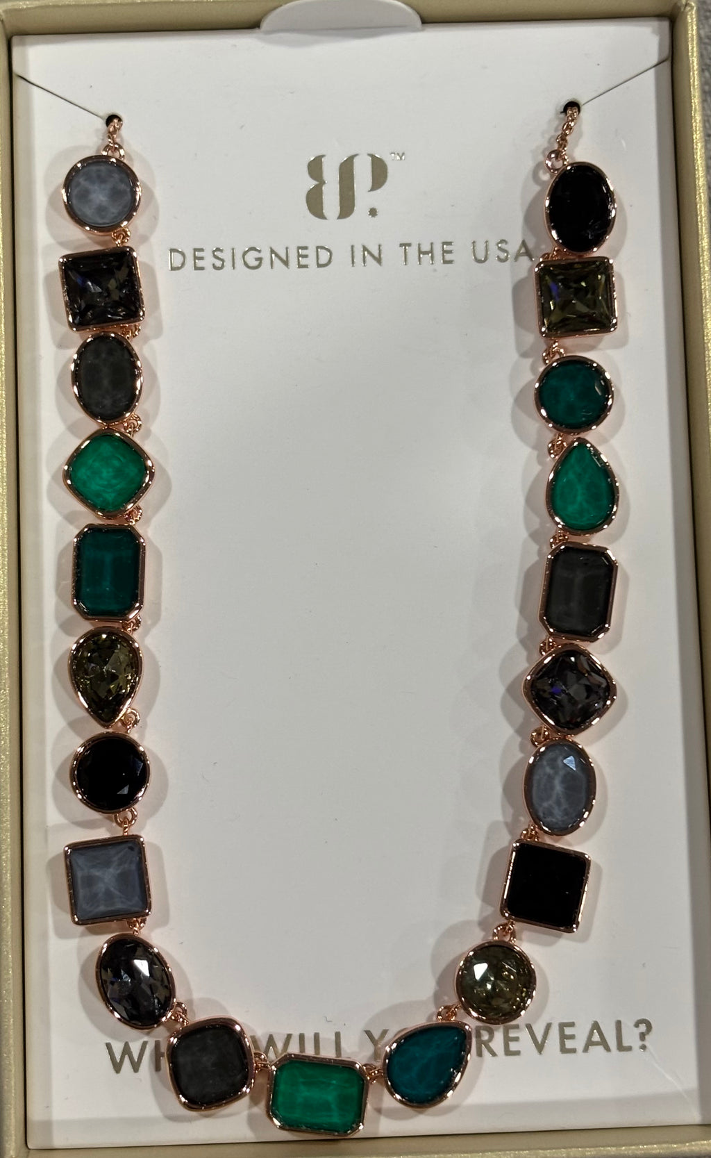 Jewel Candy Necklace Glimmer on the Rocks Moss and Marble