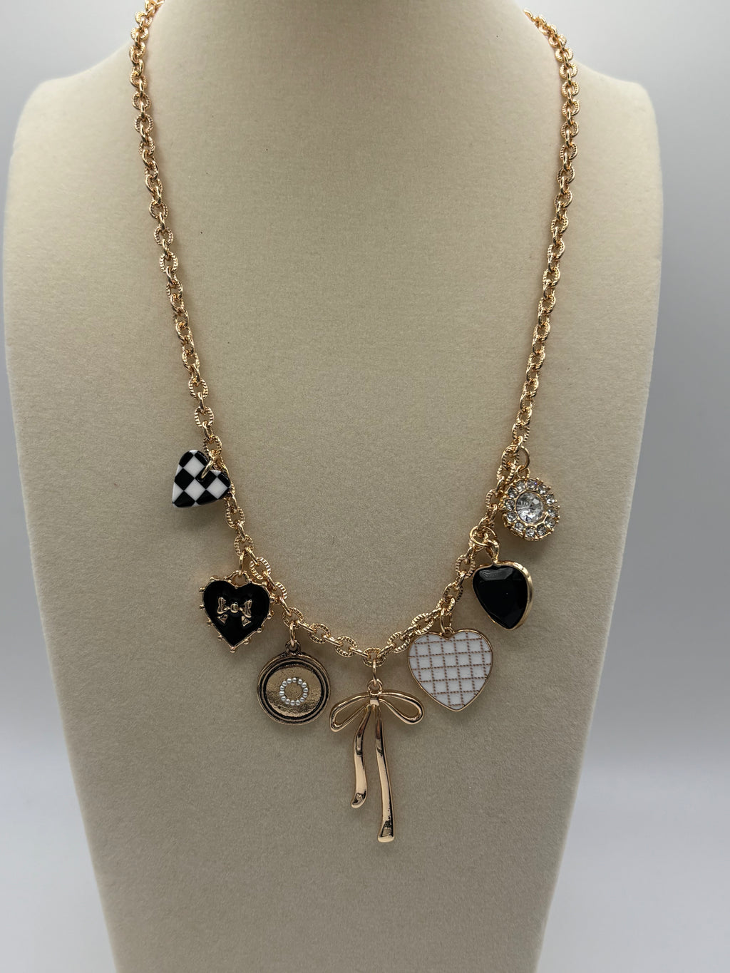 ATC Checkered Heart Charm Necklace Preorder