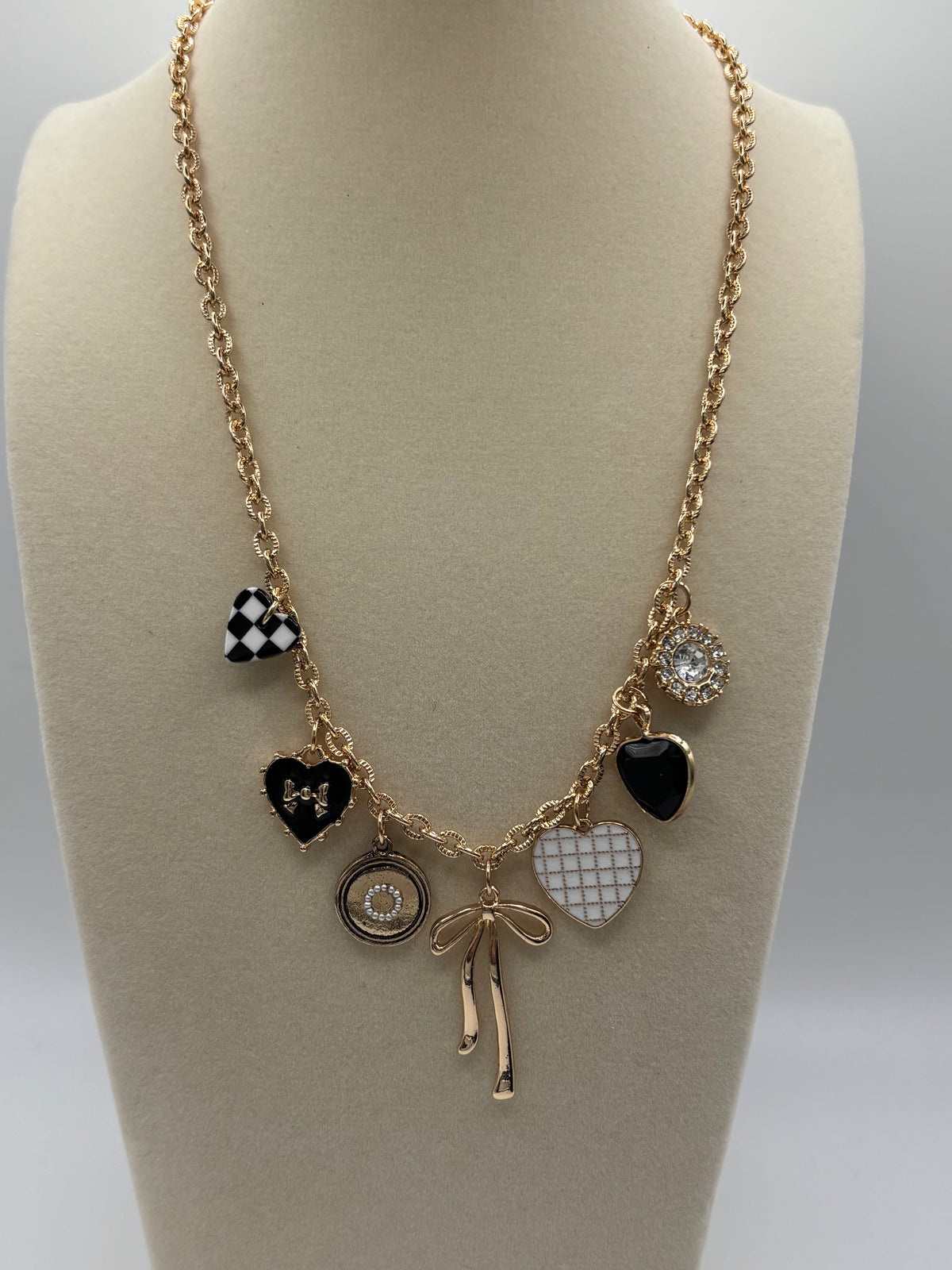 ATC Checkered Heart Charm Necklace Preorder