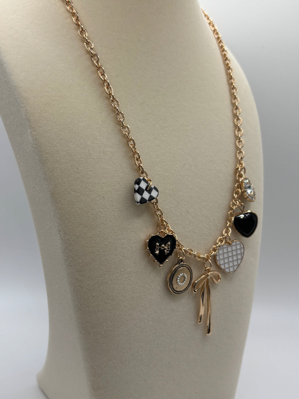 ATC Checkered Heart Charm Necklace Preorder