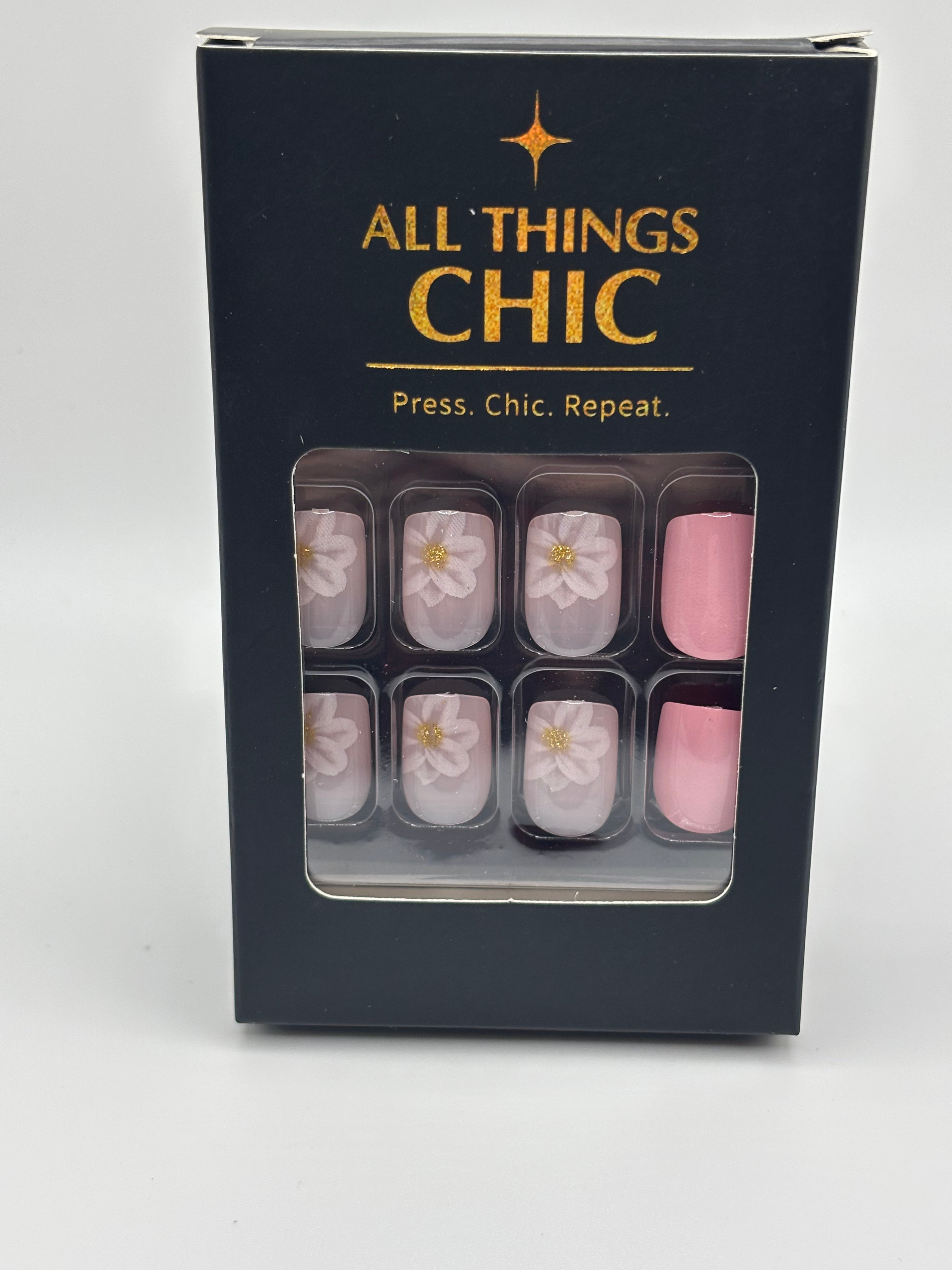 Pink Petals Press-On Nails Short
