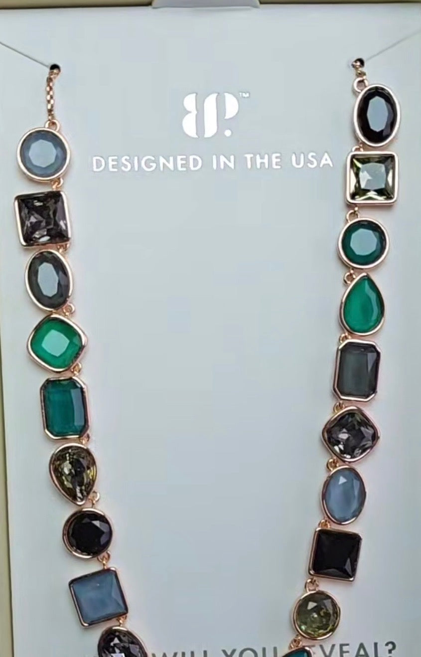 Jewel Candy Necklace Glimmer on the Rocks Moss and Marble