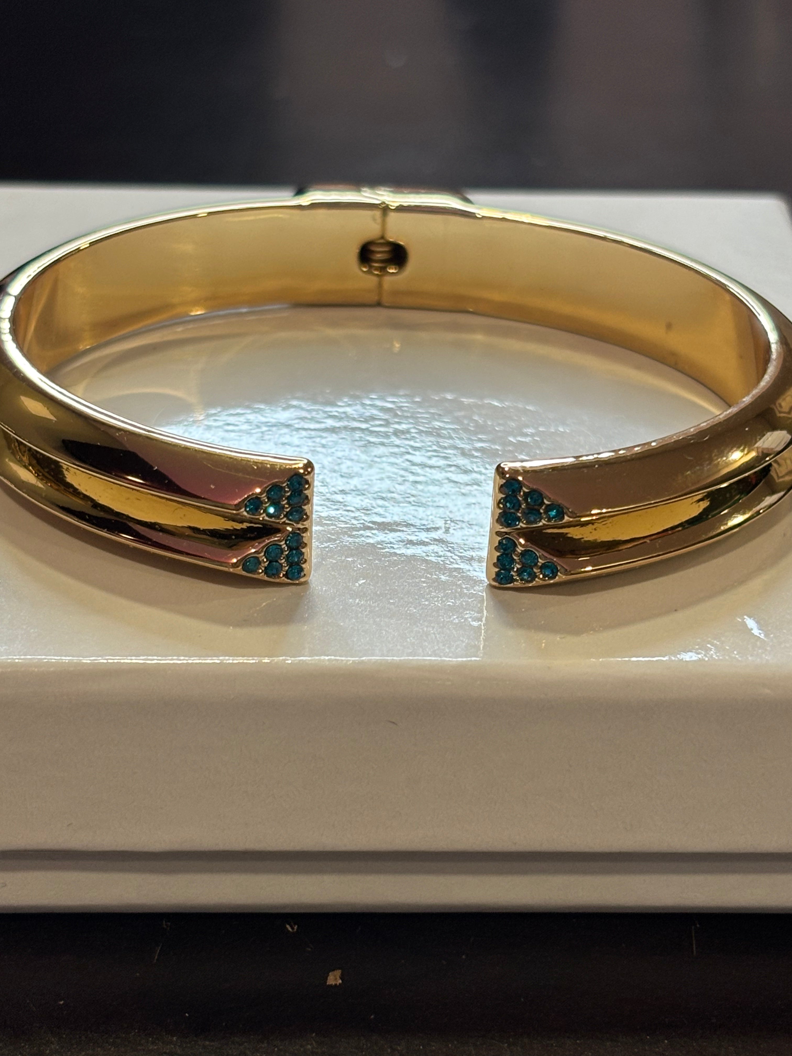 Cuff Bracelet Gold with Blue CZ (from Halloween Stack)