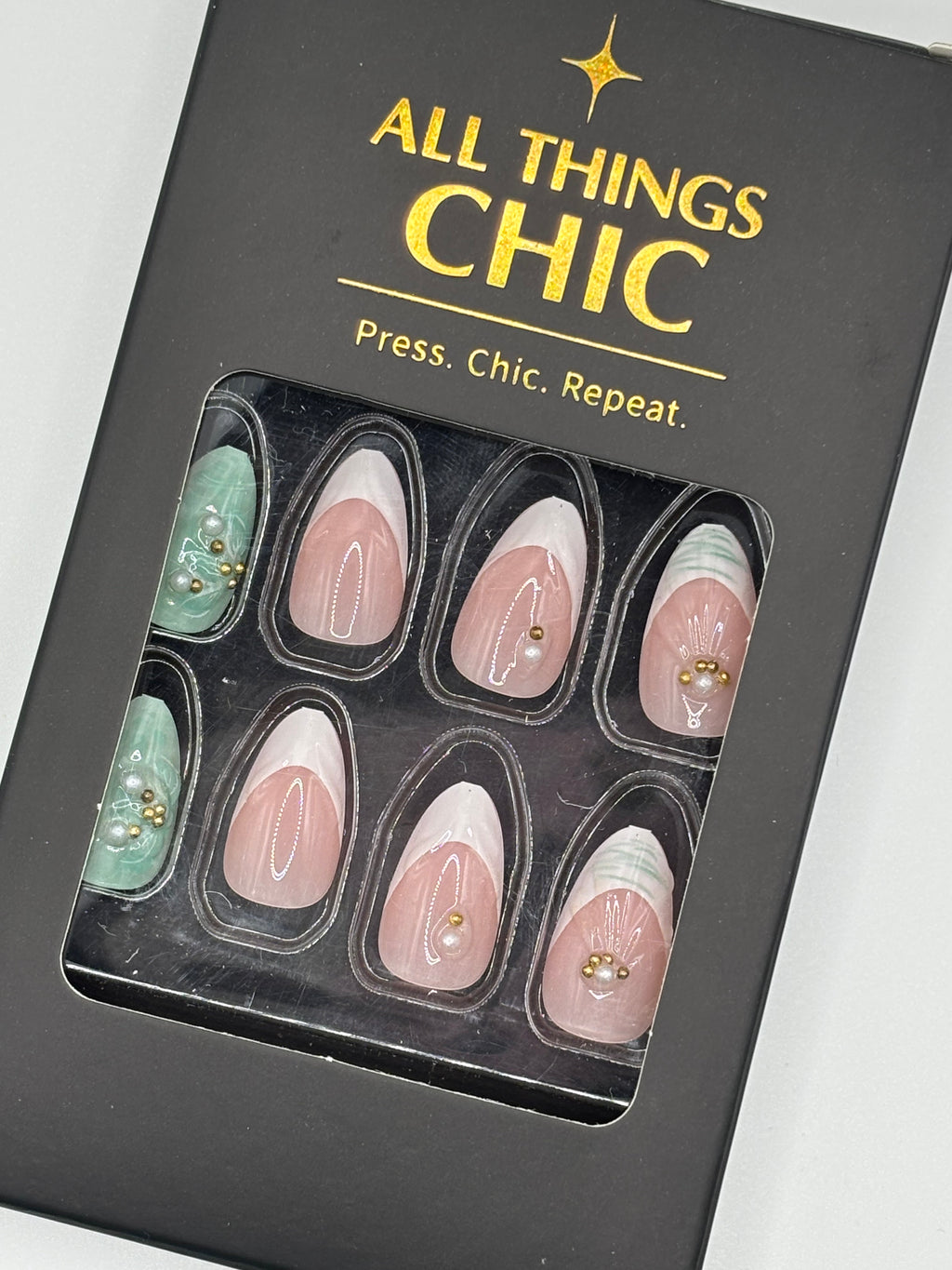 Seafoam Serenity Press-On Nails Short