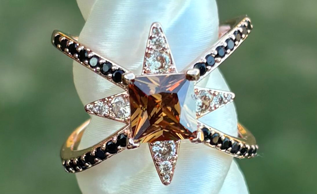 BP Smokey Topaz And Black Onyx Size 9