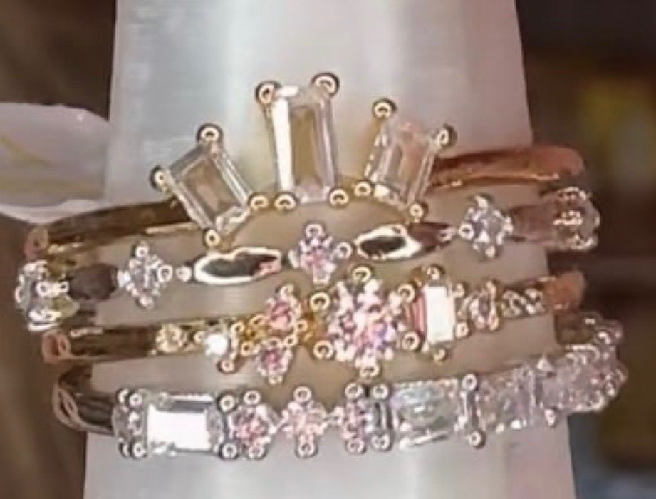 Delicates Stars Breathing Softness Into Night -Gold & Rhodium CZ Size 8