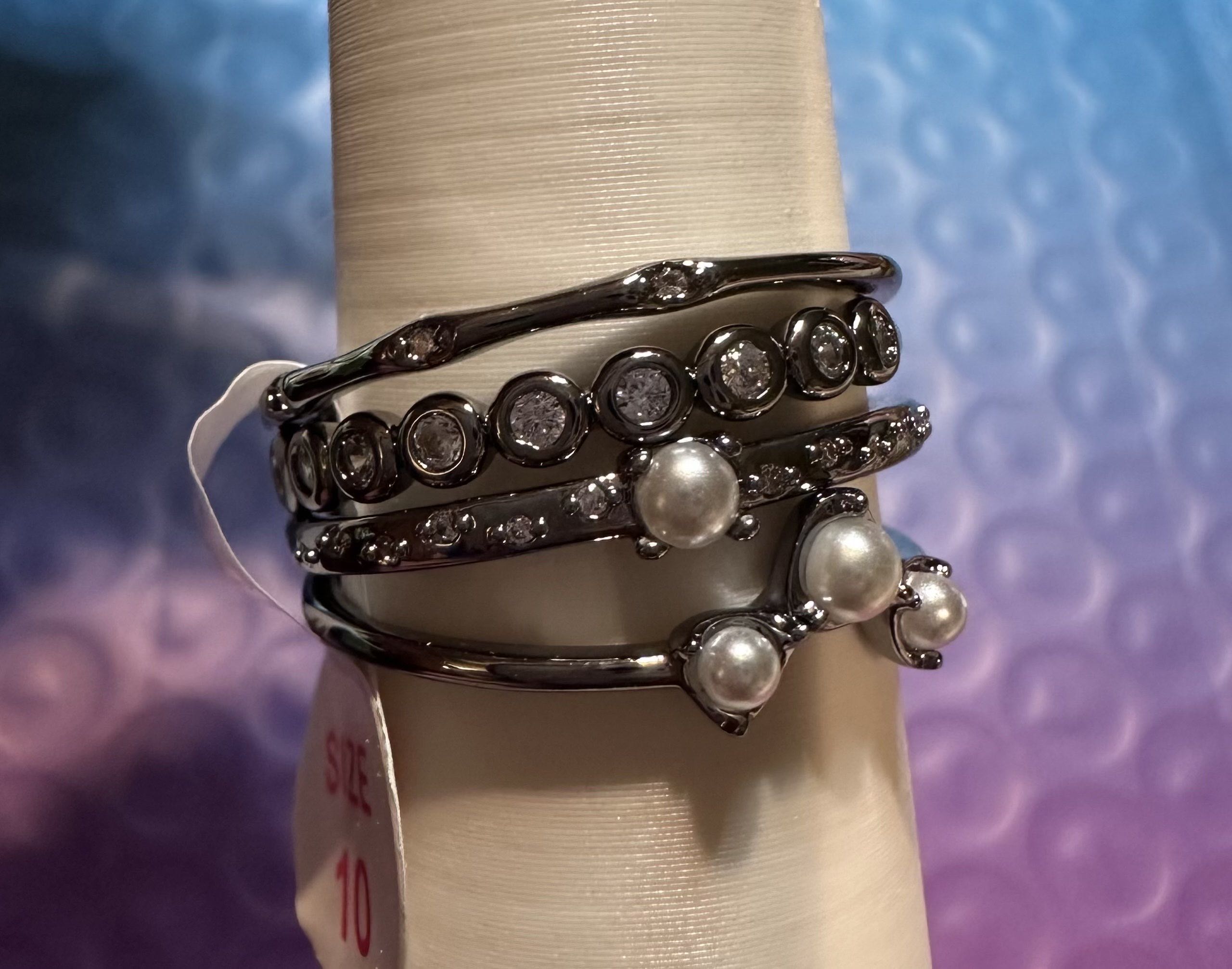 Delicates Dream Dancing on Quiet Wings-Hematite CZ & Pearl