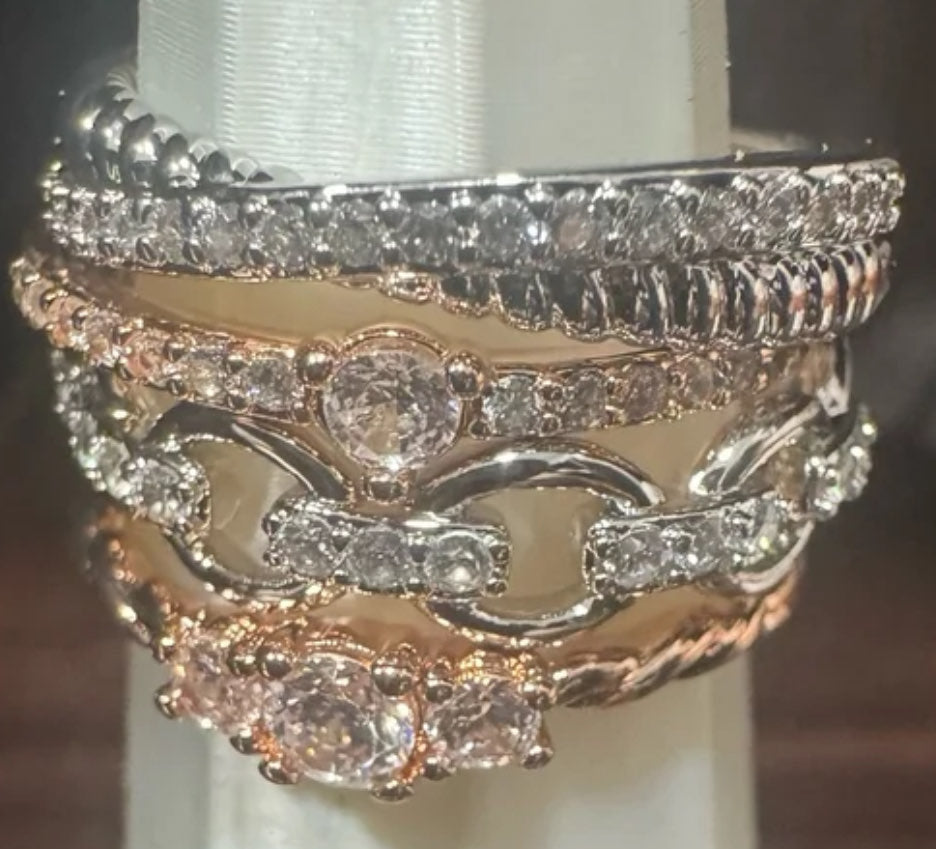 Delicates These Never Need Permission-Rose Gold & Rhodium CZ Size 8