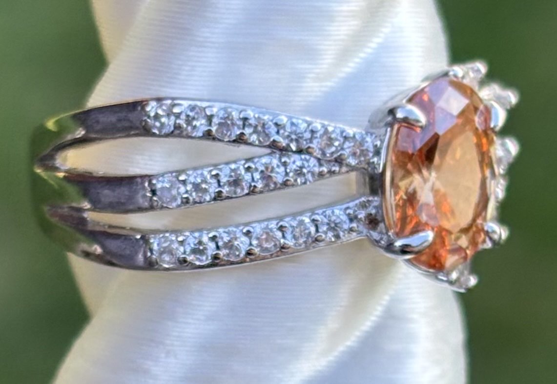 BP Smokey Topaz Rhodium Ring Size 7