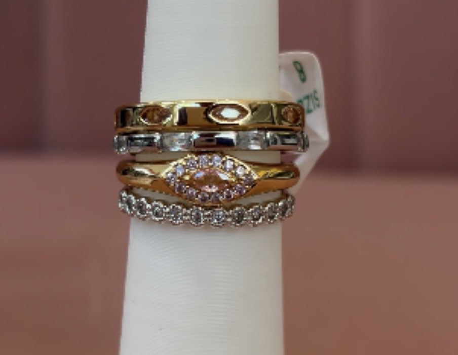 Delicates Too Much? That’s the Point-Gold & Rhodium CZ & Rose Quartz Size 8