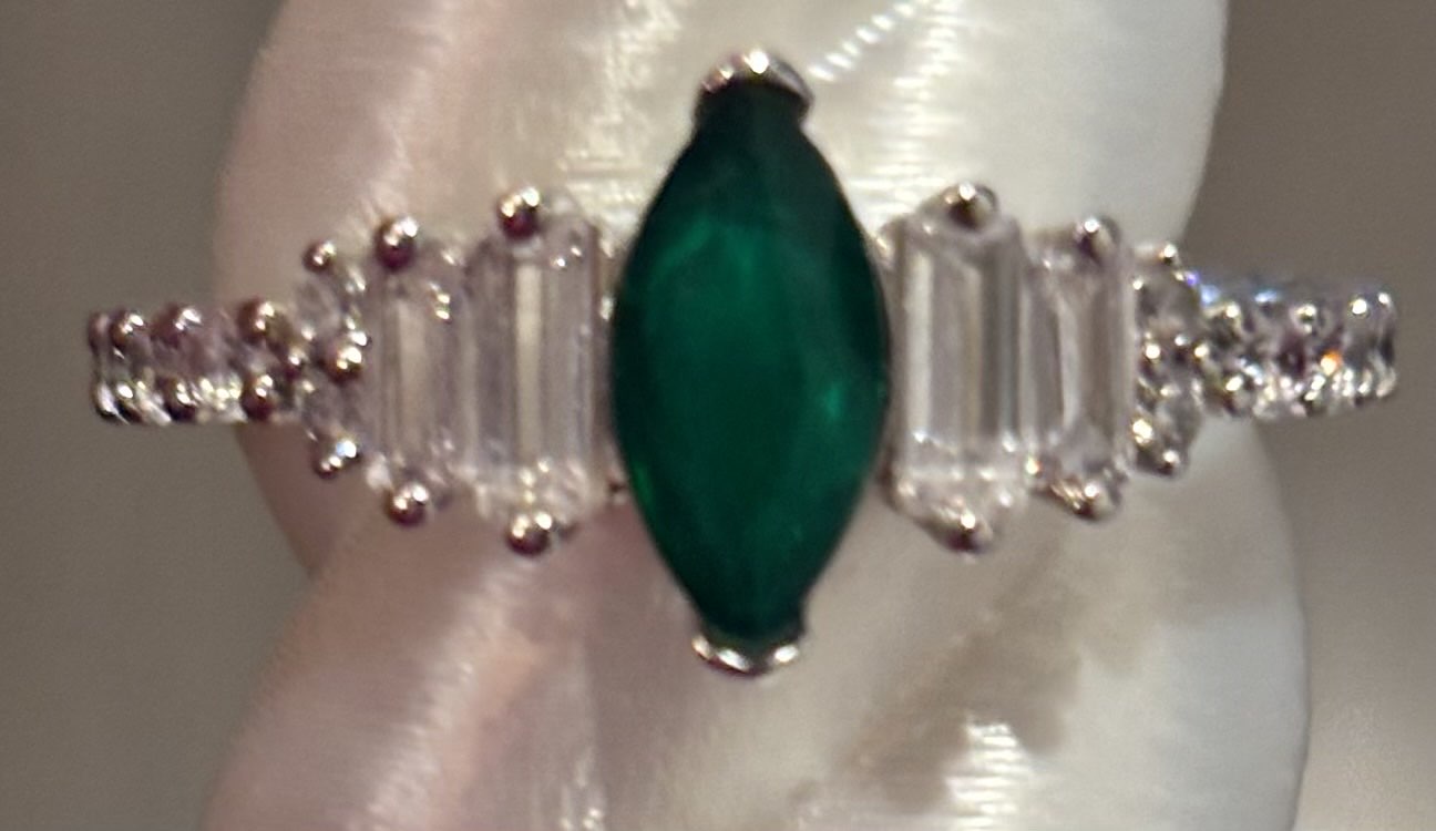 BP Emerald Rhodium Ring Size 9