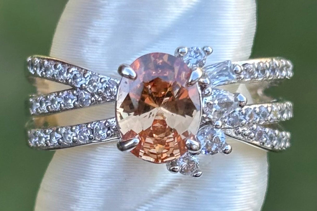 BP Smokey Topaz Rhodium Ring Size 7