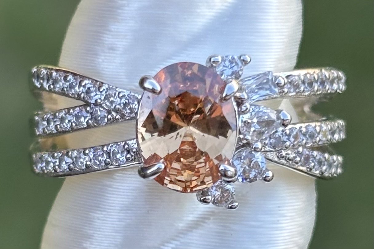 BP Smokey Topaz Rhodium Ring Size 7