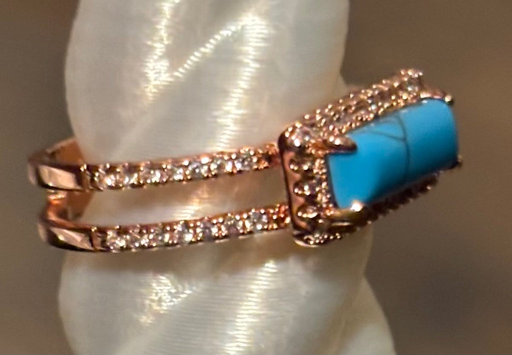 BP Turquoise Magnesite Rose Gold Ring Size 7