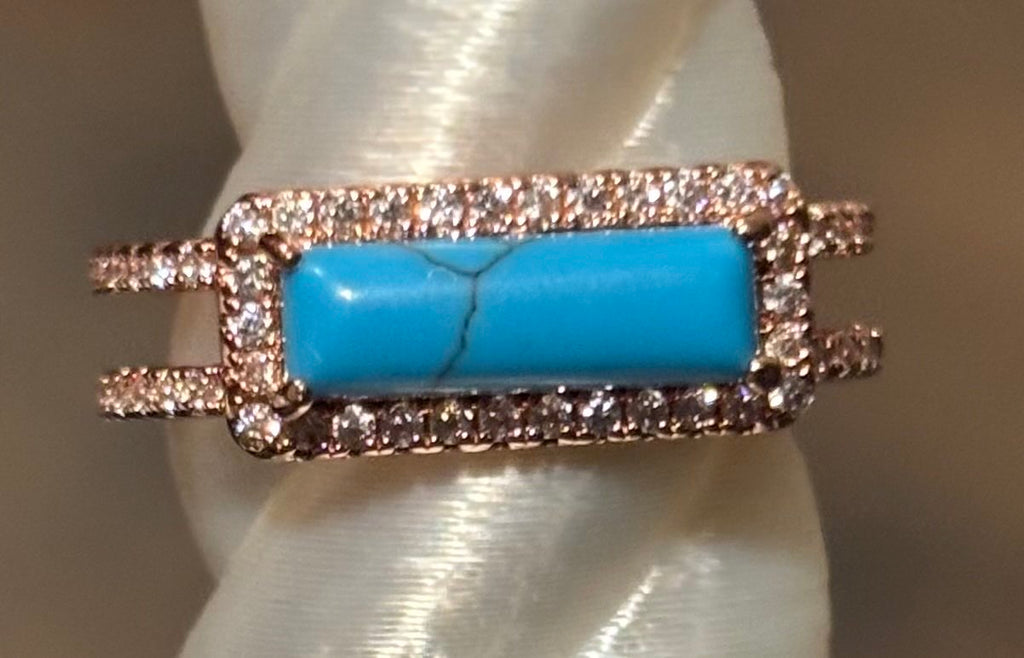 BP Turquoise Magnesite Rose Gold Ring Size 7
