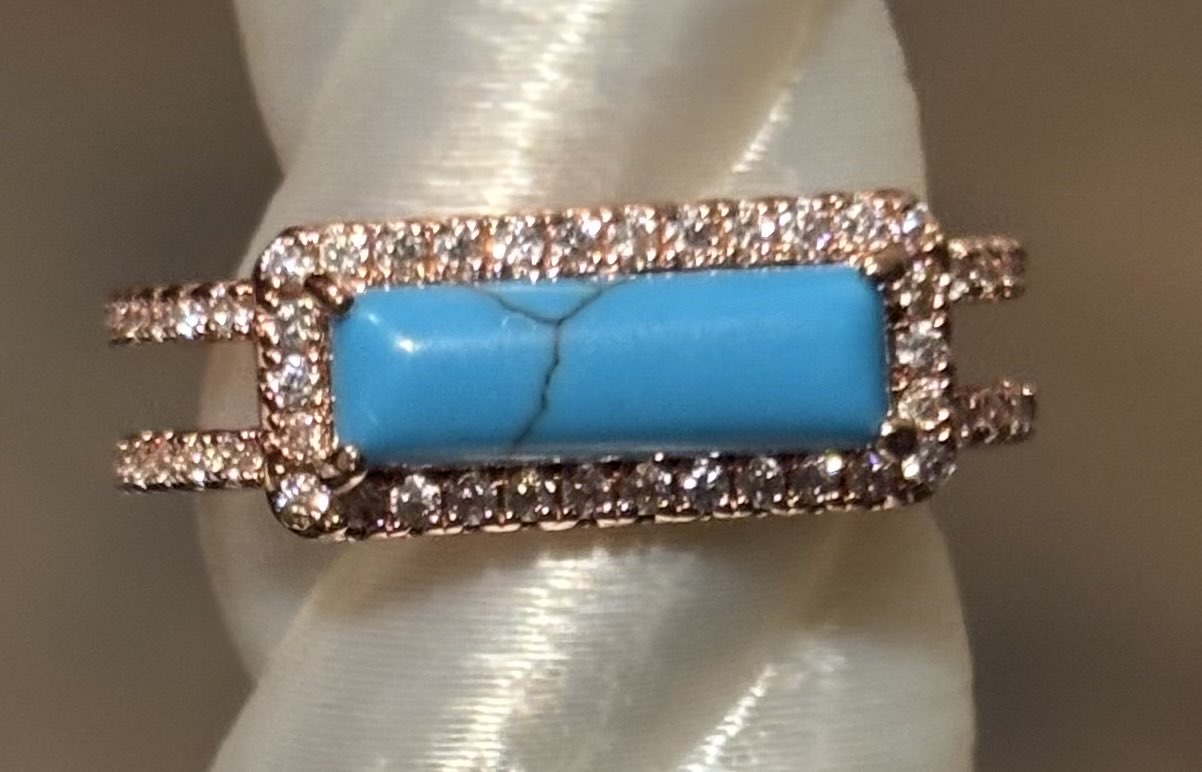 BP Turquoise Magnesite Rose Gold Ring Size 7